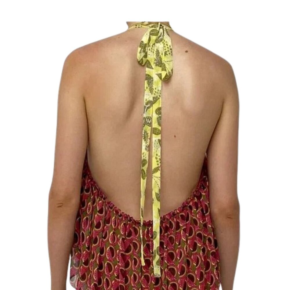 NWT ZARA Flowy Tiered Boho Halter Top Women's Size Large Multi-colored - Picture 2 of 6